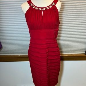 AA STUDIO AA Size 12 Red Dress with neckline stones/ embellishments